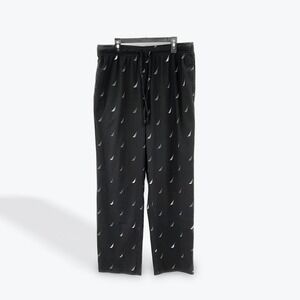 Nautica Sleepwear Mens Lounge Pants Medium Black White Sailboat Print Drawstring